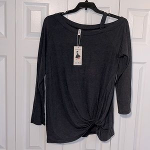 Dark Grey Cold Shoulder Top